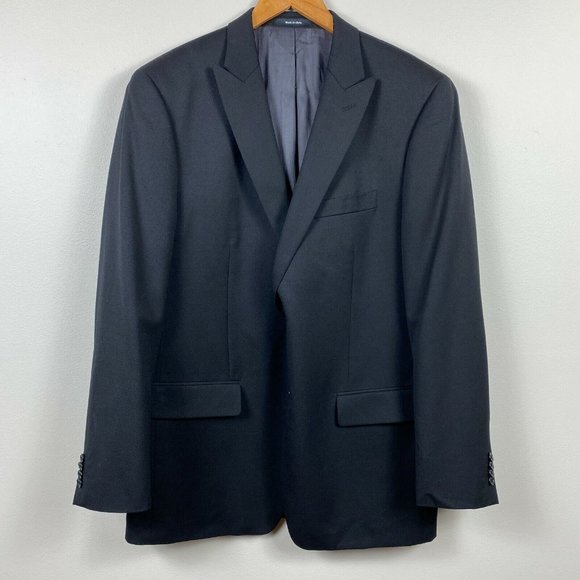 Apt 9 Blazer Jacket 44R Men 100% Wool Modern Fit Black 2-Button Career Occassion - Picture 1 of 9